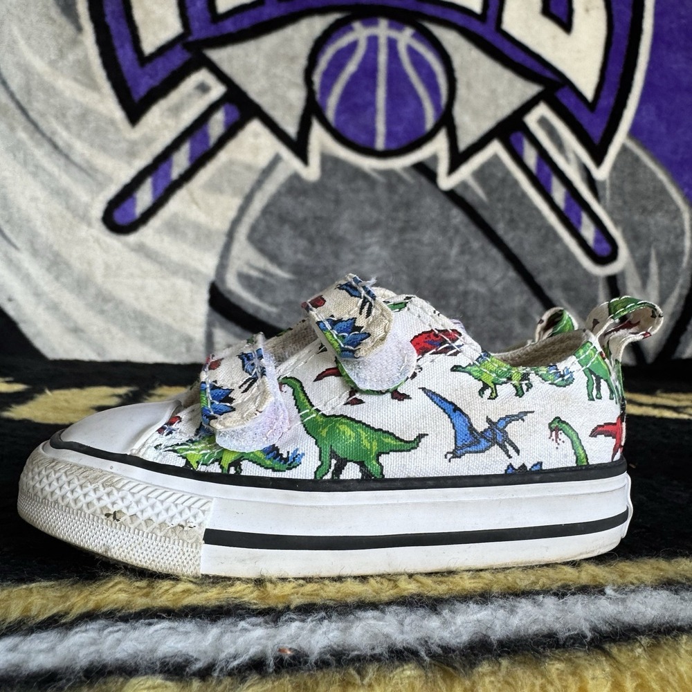 Size 5c - Converse Chuck Taylor All Star 2V Dinosaur Print Canvas Toddler Shoes